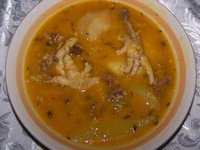 The chicken foot in my Ecuadoran soup.