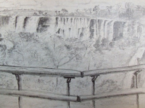 Travel sketch of iguazu falls.