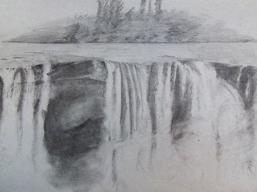 Travel sketching of Lapa Waterfall south of Santiago, Chile