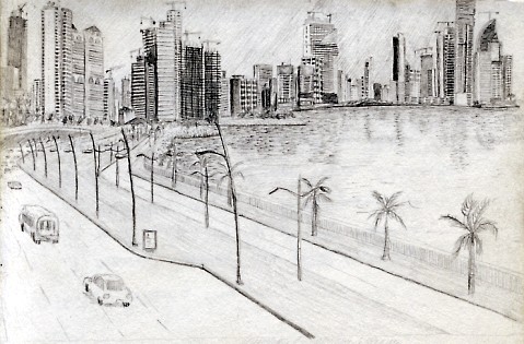 Drawing of the Panama City Skyline