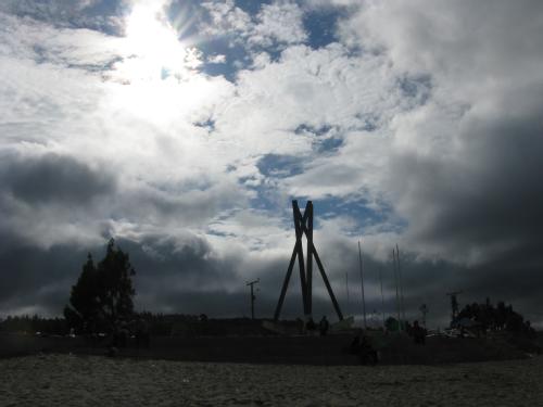The strange monument to mark the end of Chile's purported Panamerican highway. The strange monument to mark the end of Chile's purported Panamerican highway.