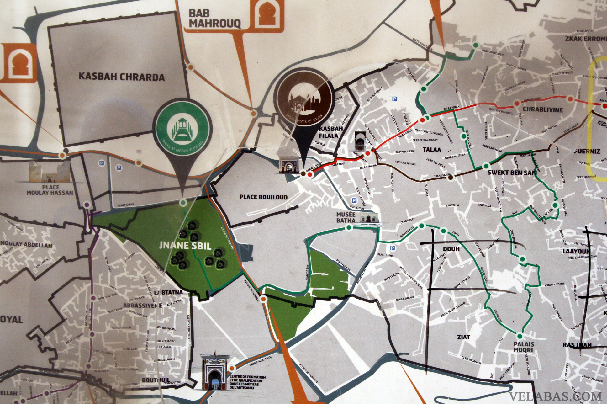 Map of Fez near Boujloud