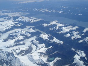 A view from the air of the northern glacier field in Chile's Patagonia.