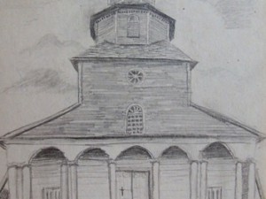 Chiloe Church drawing in Chile