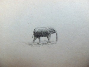 Hemmingway's Green Hills of Africa elephant sketch.