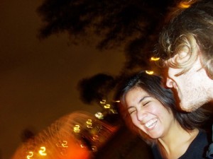 Mayra and I having a laugh while sick in Lima.