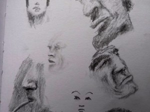A sketch of some faces in Lima, Peru.