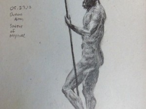 Statue of Neptune travel sketch from Argentina
