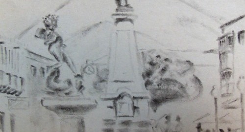 Sketch of Potosi, Bolivia. A travel drawing.