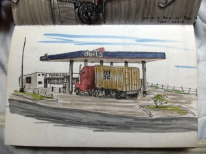 Sketching Hitchhiking the Panamerican Highway