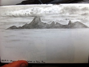 Travel drawing from sketching Moorea across from Tahiti