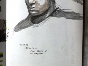 Travel sketch of a Colombian man