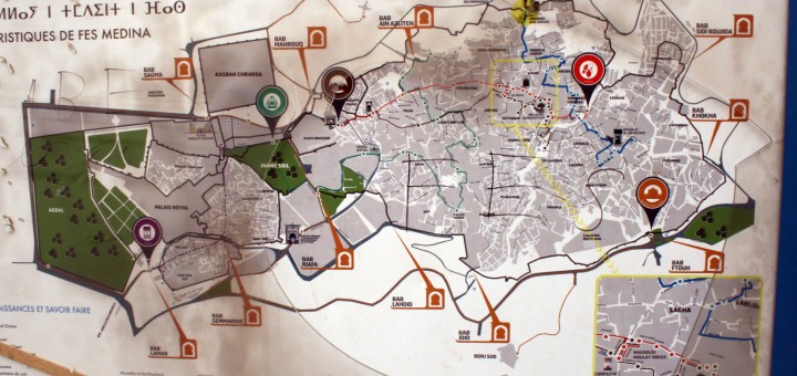 Tourist map of Fez Morocco Medina